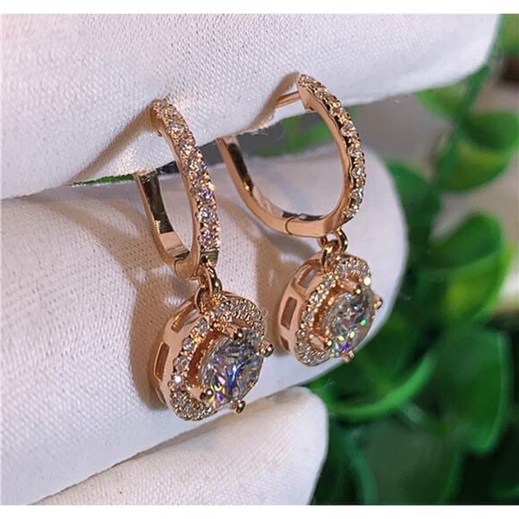 Round Dangle Cubic Zirconia Earrings - Picture 5 of 7